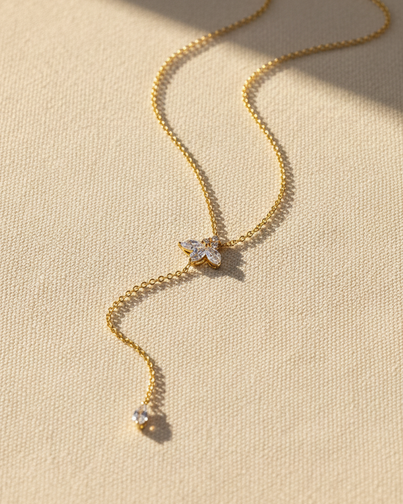 שרשרת ז'אן פואסון יהלומים לבנים בתוספת עניבה