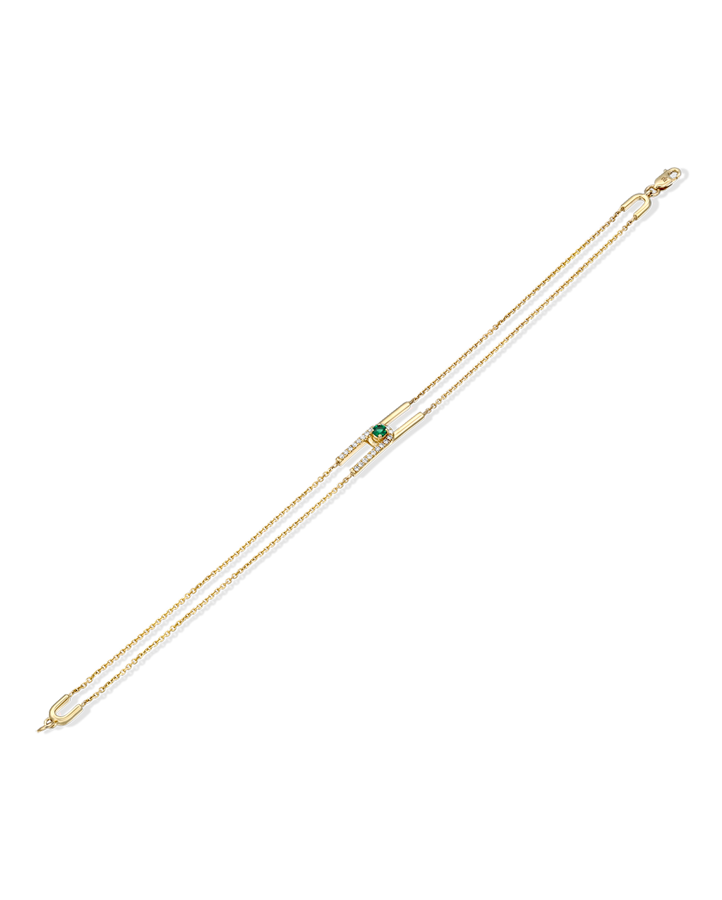 צמיד 08 - אמרלד ויהלומים לבנים