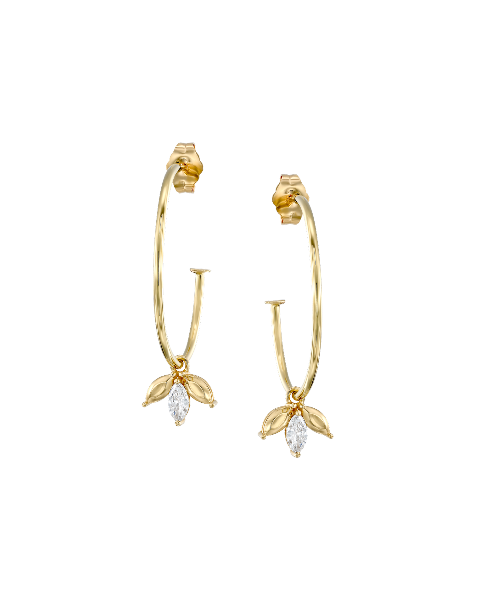 עגיל חישוק דו-בארי יהלומים לבנים