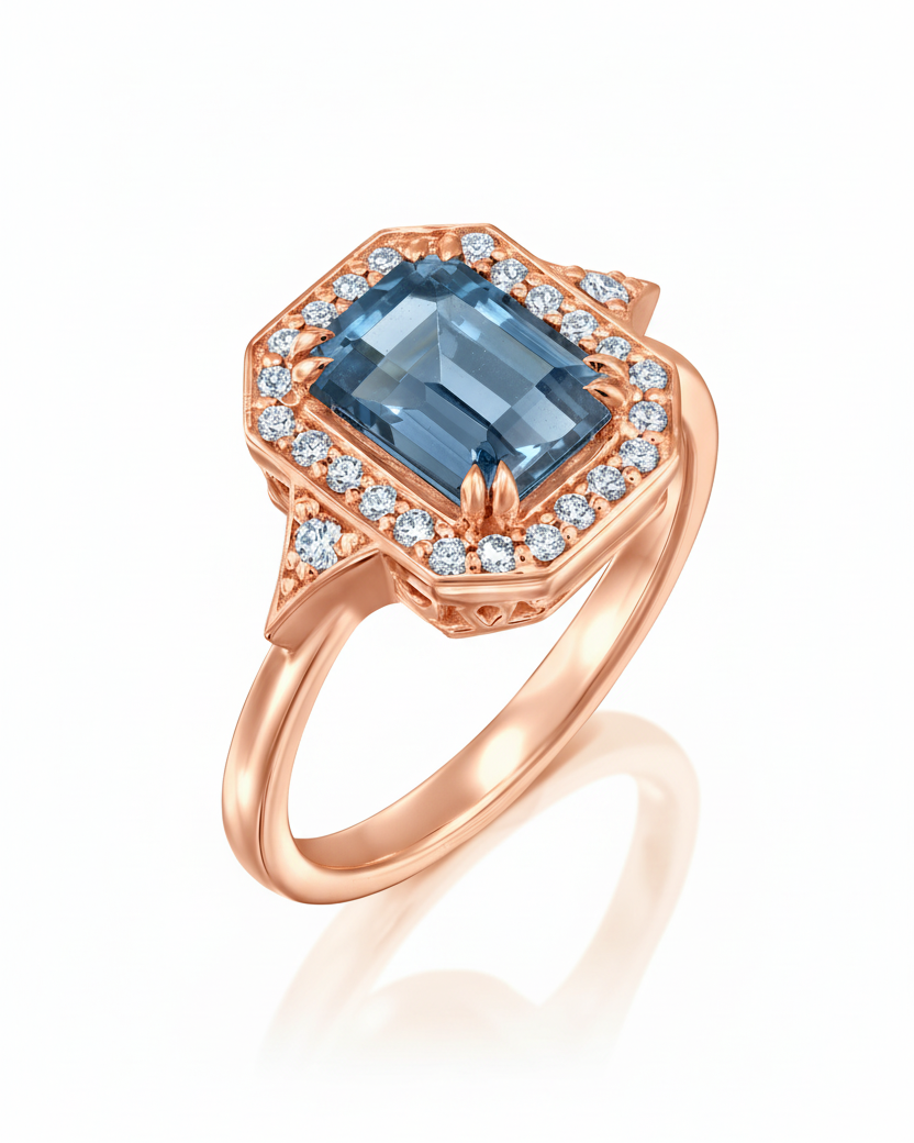 טבעת קתרינה עם בלו טופז