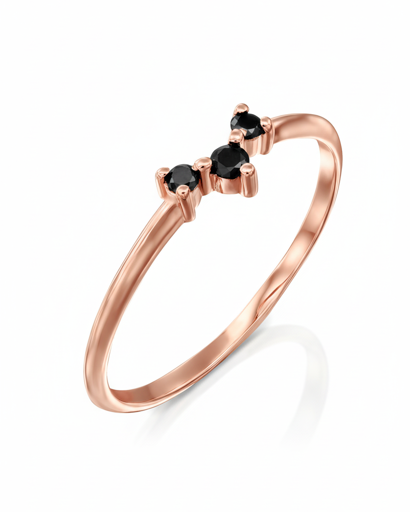 טבעת פרידה יהלומים שחורים