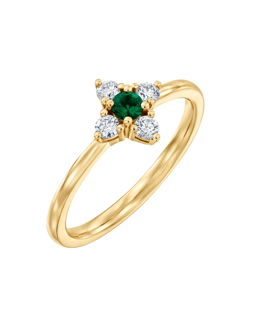 טבעת אליאנה אמרלד ויהלומים