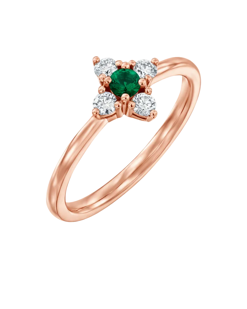 טבעת אליאנה אמרלד ויהלומים