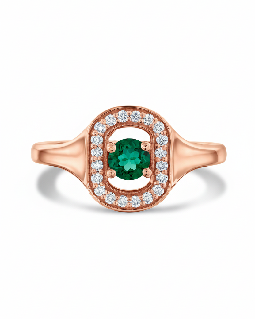 טבעת 05 - אמרלד ויהלומים לבנים