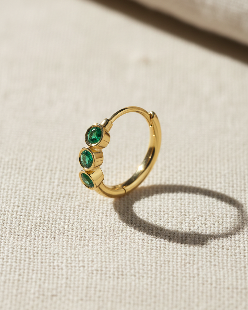 עגיל חישוק אלין - אמרלד