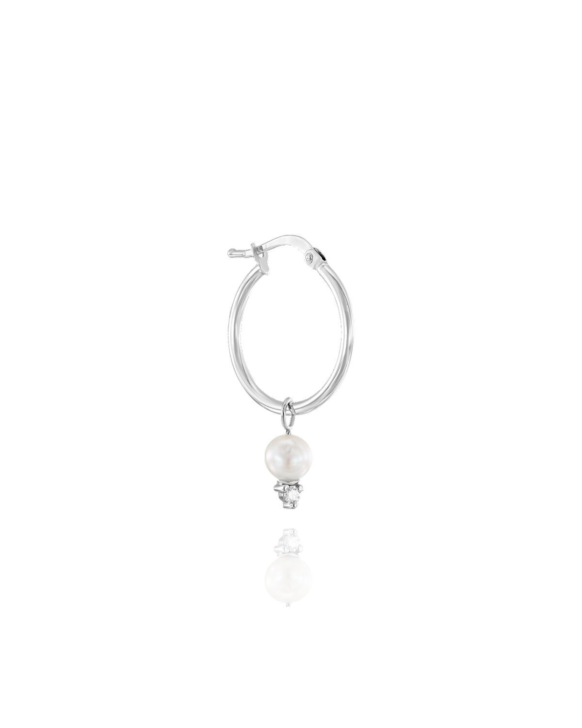 עגיל חישוק + סקארלט פנינים ויהלומים לבנים