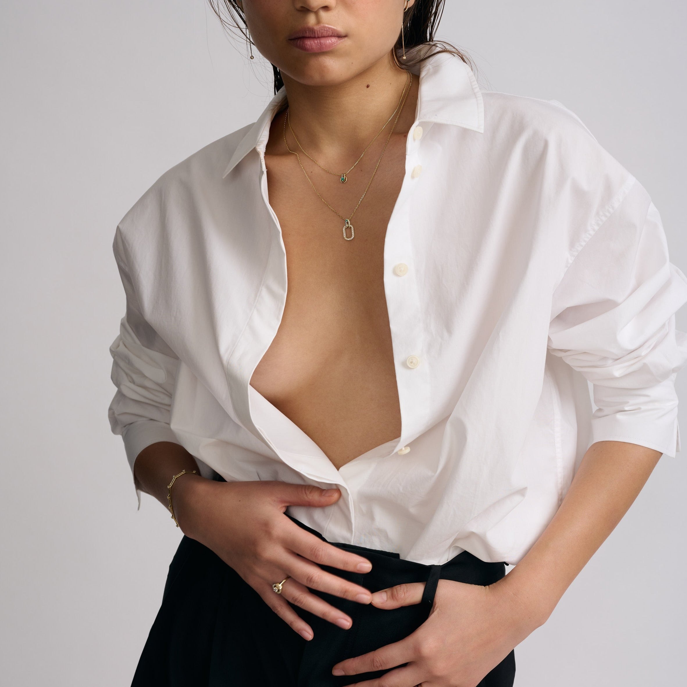 שרשרת 01 - אמרלד ויהלומים לבנים