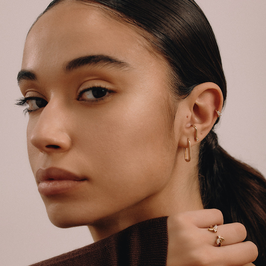 עגיל 14 - יהלום לבן