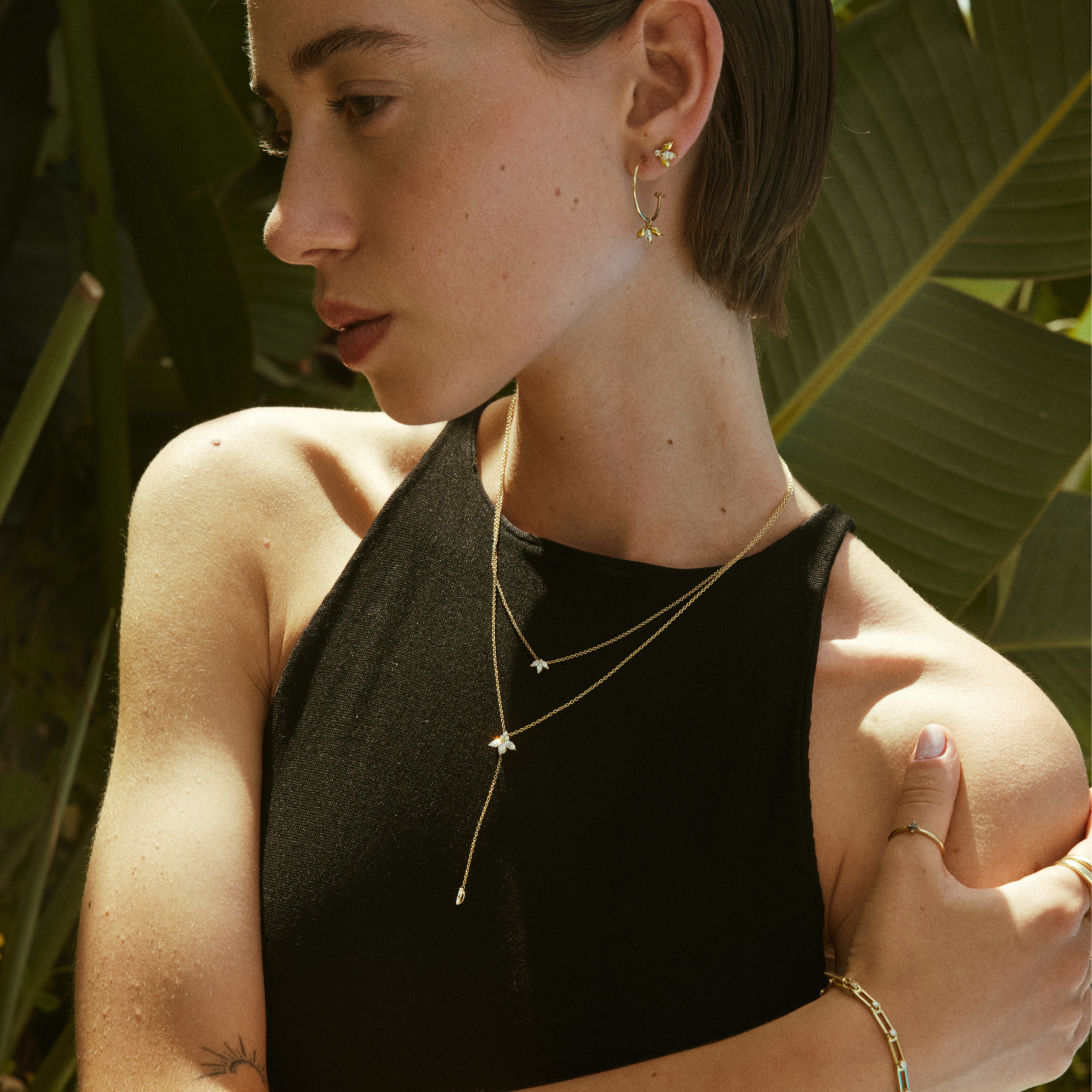 שרשרת ז'אן פואסון יהלומים לבנים בתוספת עניבה