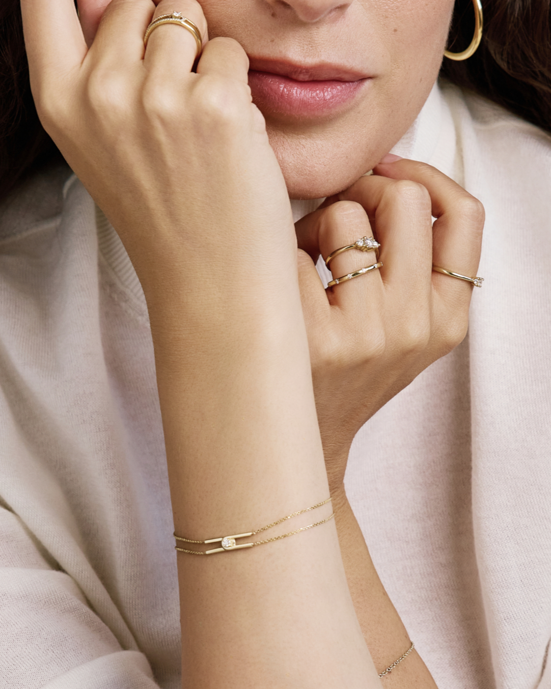 טבעת אודרי יהלומים לבנים 3 מ"מ