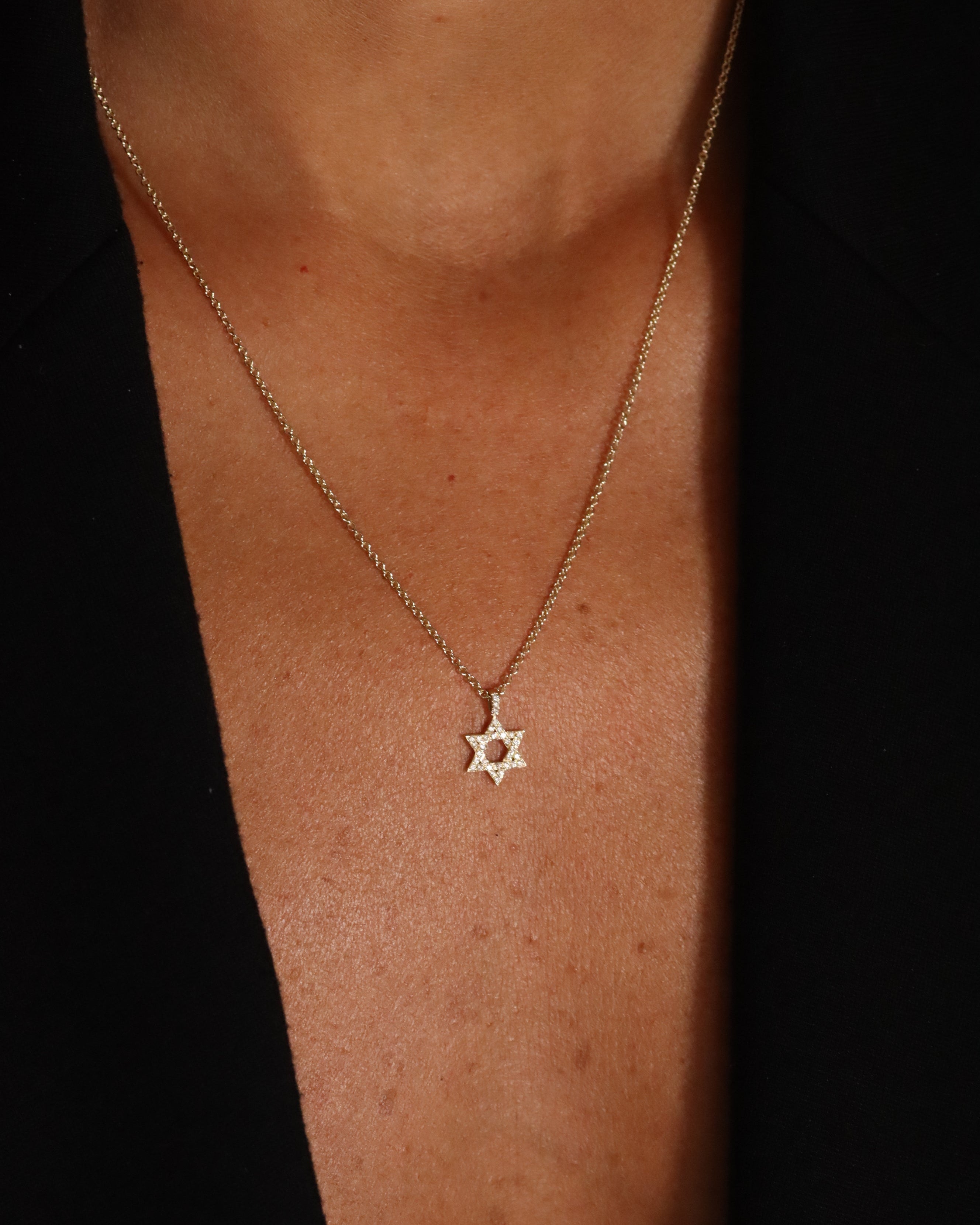 שרשרת מגן דוד יהושוע משובץ יהלומים קטן