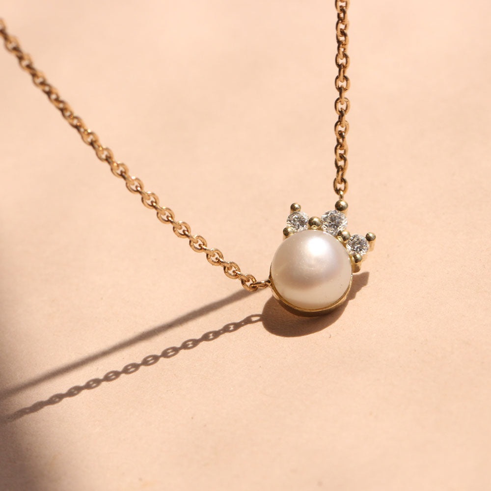 שרשרת סקארלט עם פנינה ויהלומים