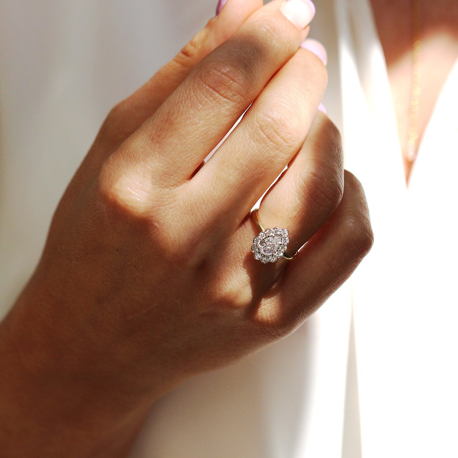 טבעת מארי אנטואנט עם יהלומים