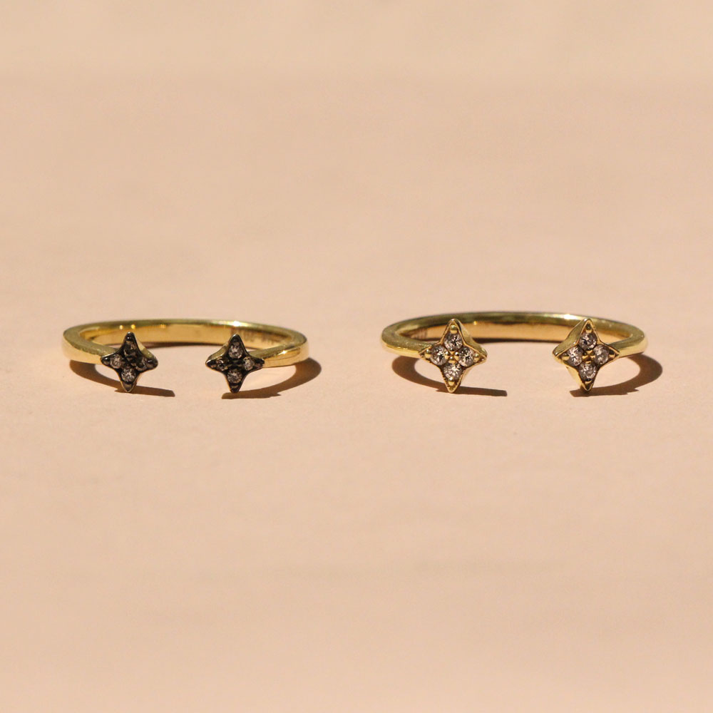 טבעת מרקורי מוגדלת עם יהלומים לבנים