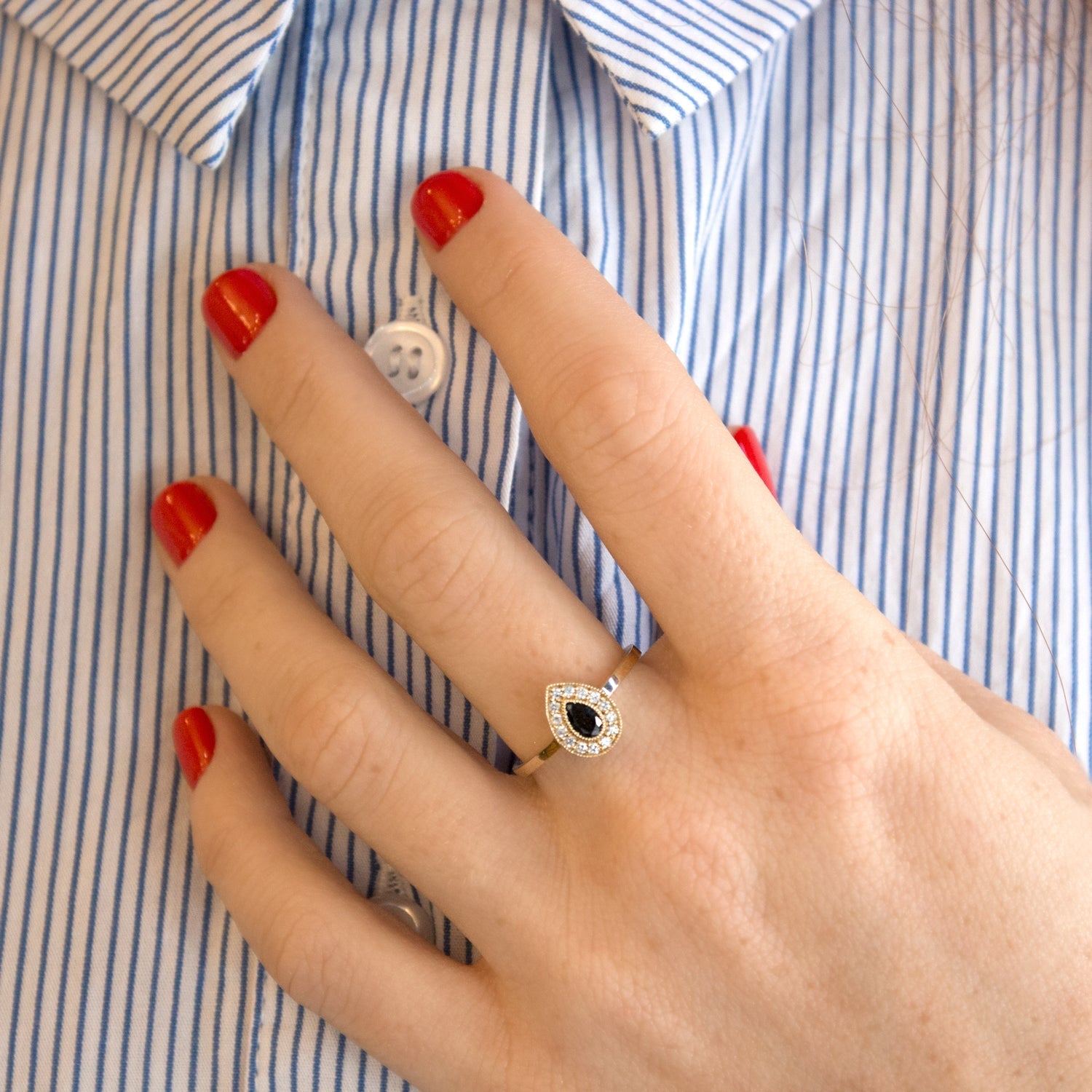 טבעת לונה יהלום שחור