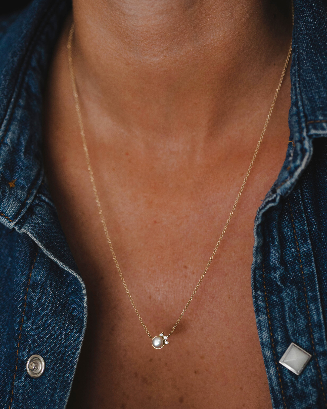 שרשרת סקארלט עם פנינה ויהלומים