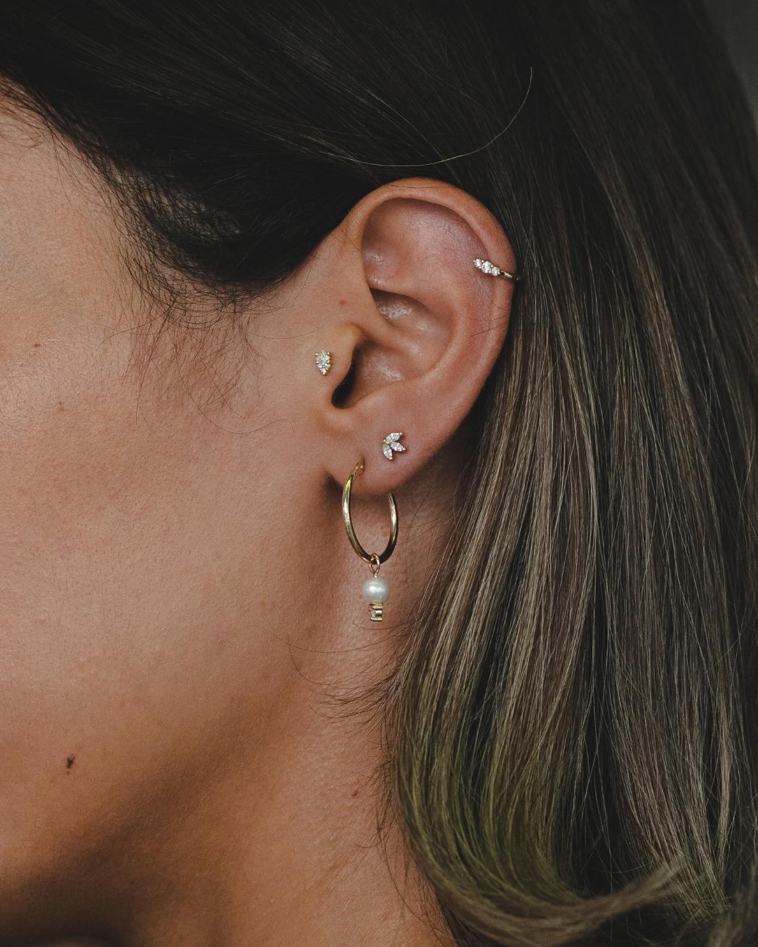 עגיל פירסינג מיני פרנסואז יהלומים לבנים