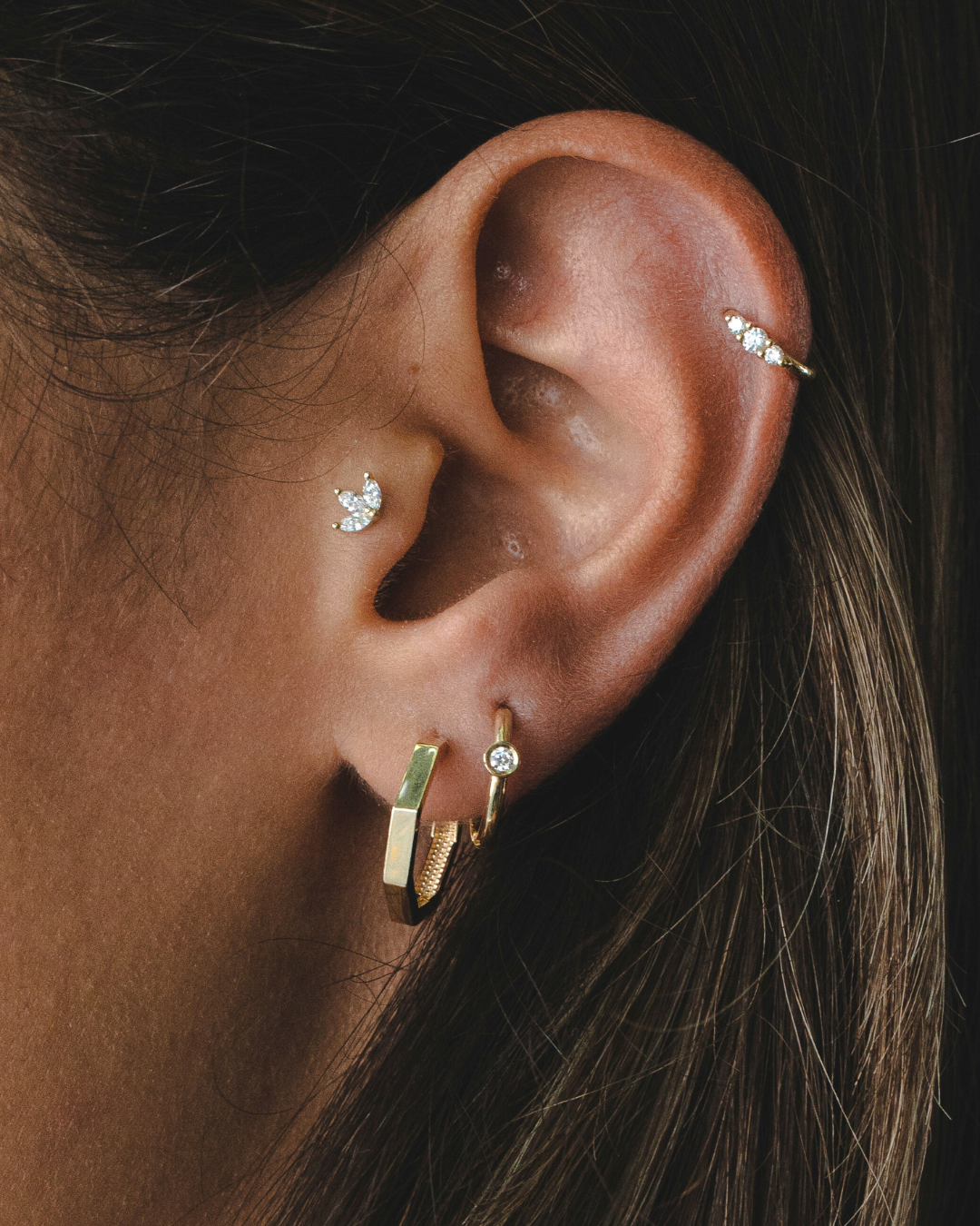 עגיל פירסינג מיני פרנסואז יהלומים לבנים