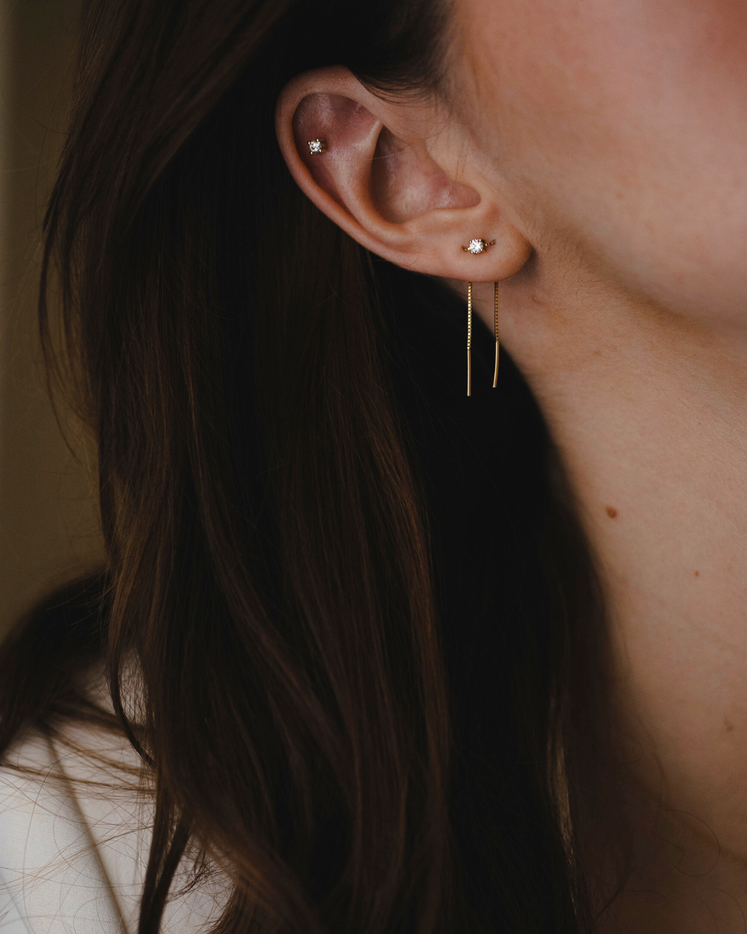 עגיל נינה יהלום לבן 3 ממ