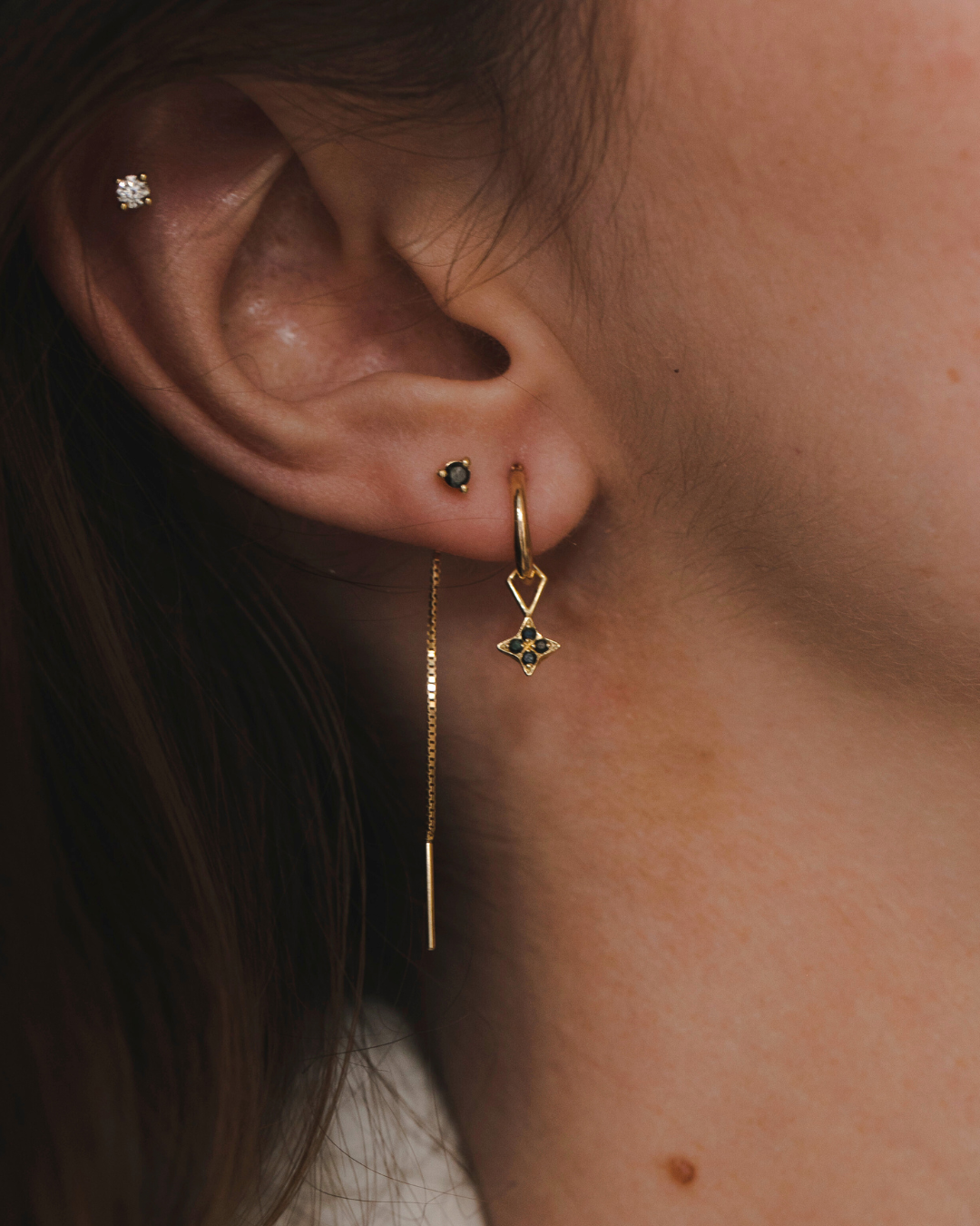 עגיל נוני יהלום שחור