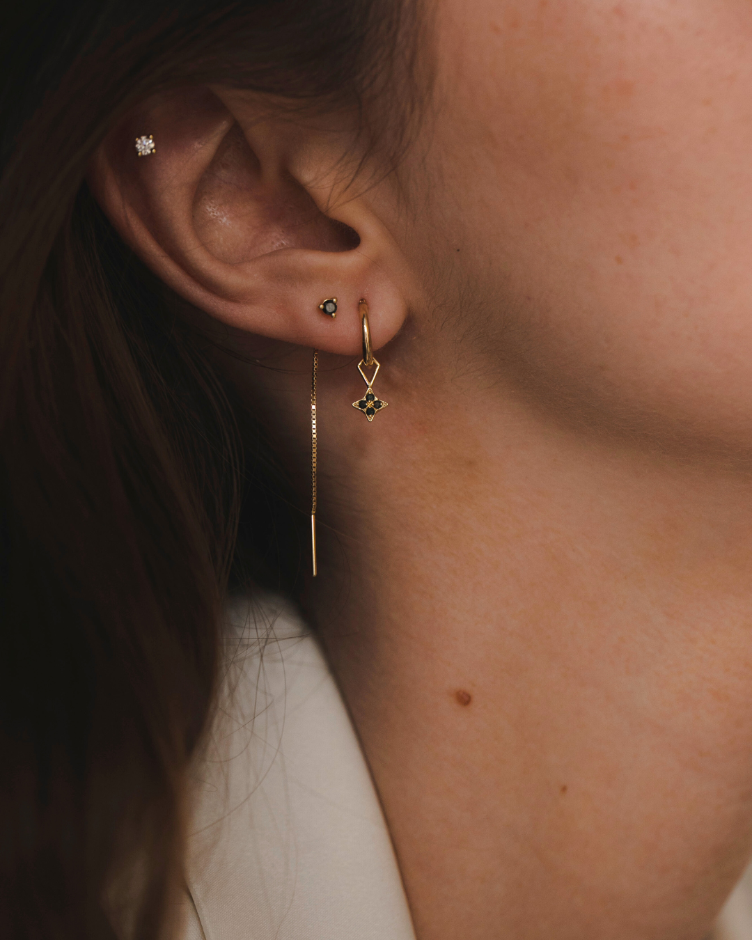 עגיל נוני יהלום שחור