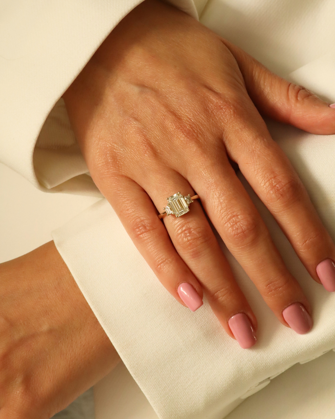 טבעת אוליביה יהלומי מעבדה לבנים