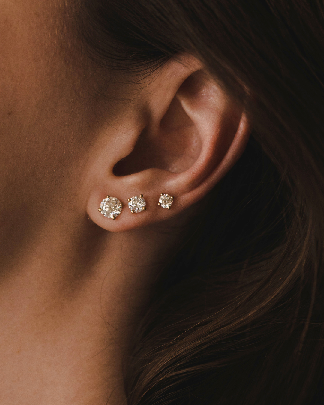 עגיל מרטינה יהלום מעבדה חצי קרט