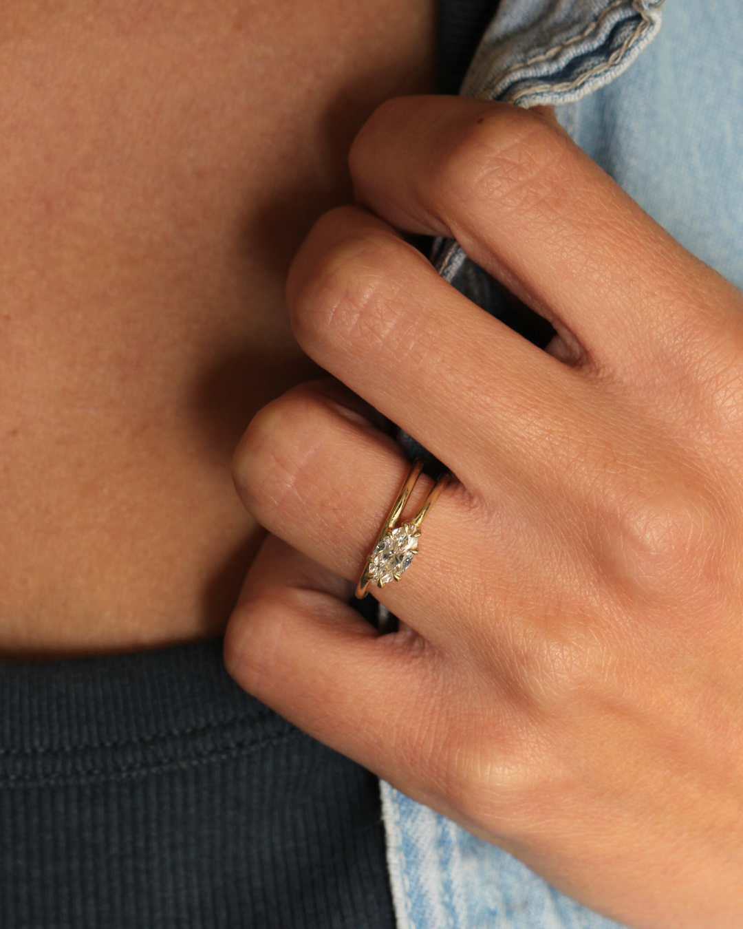 טבעת מיני אלברטה יהלום מעבדה מרקיזה לבן