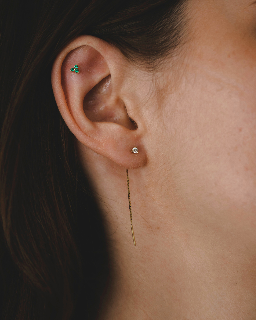 עגיל נוני יהלום לבן