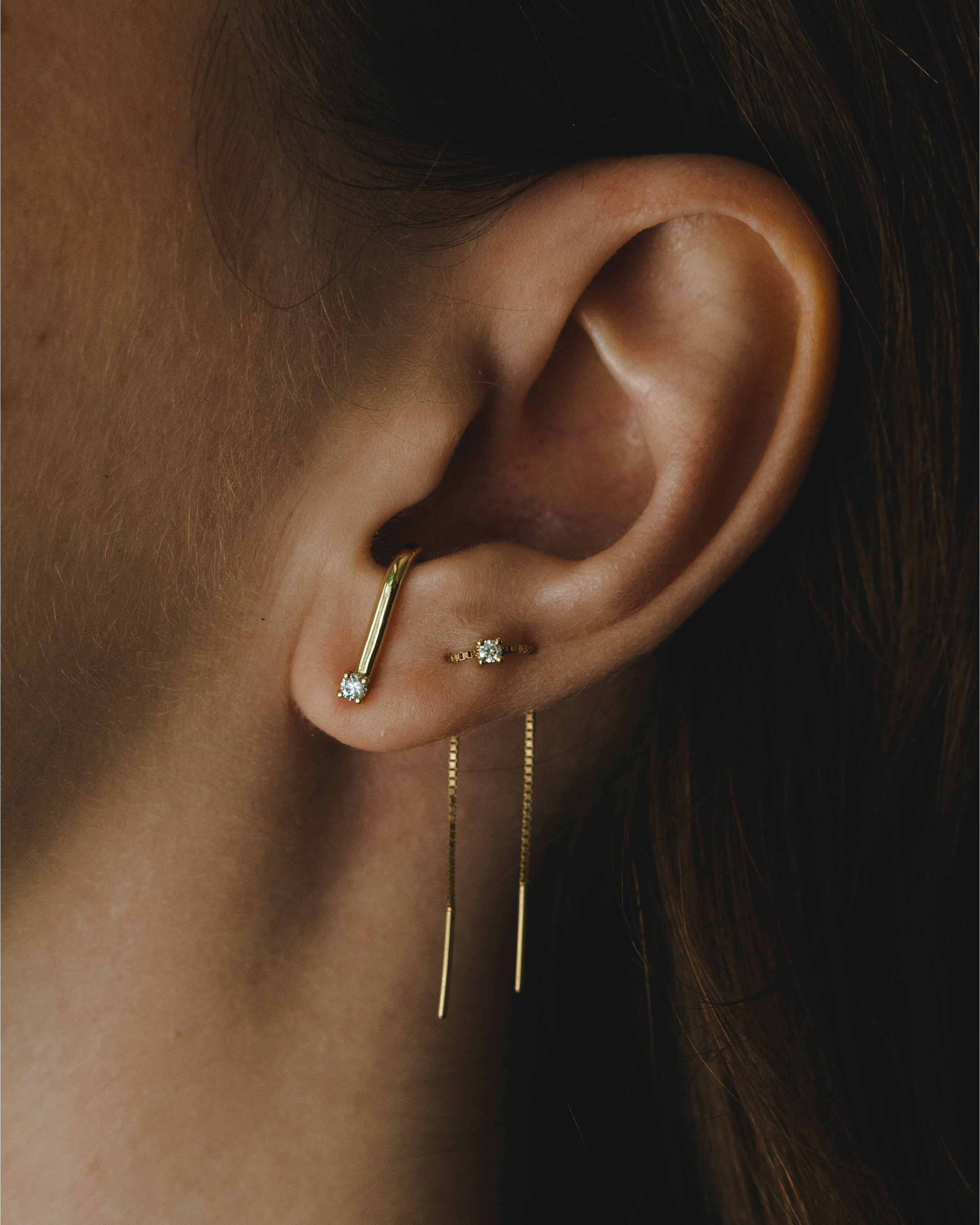 עגיל 14 - יהלום לבן