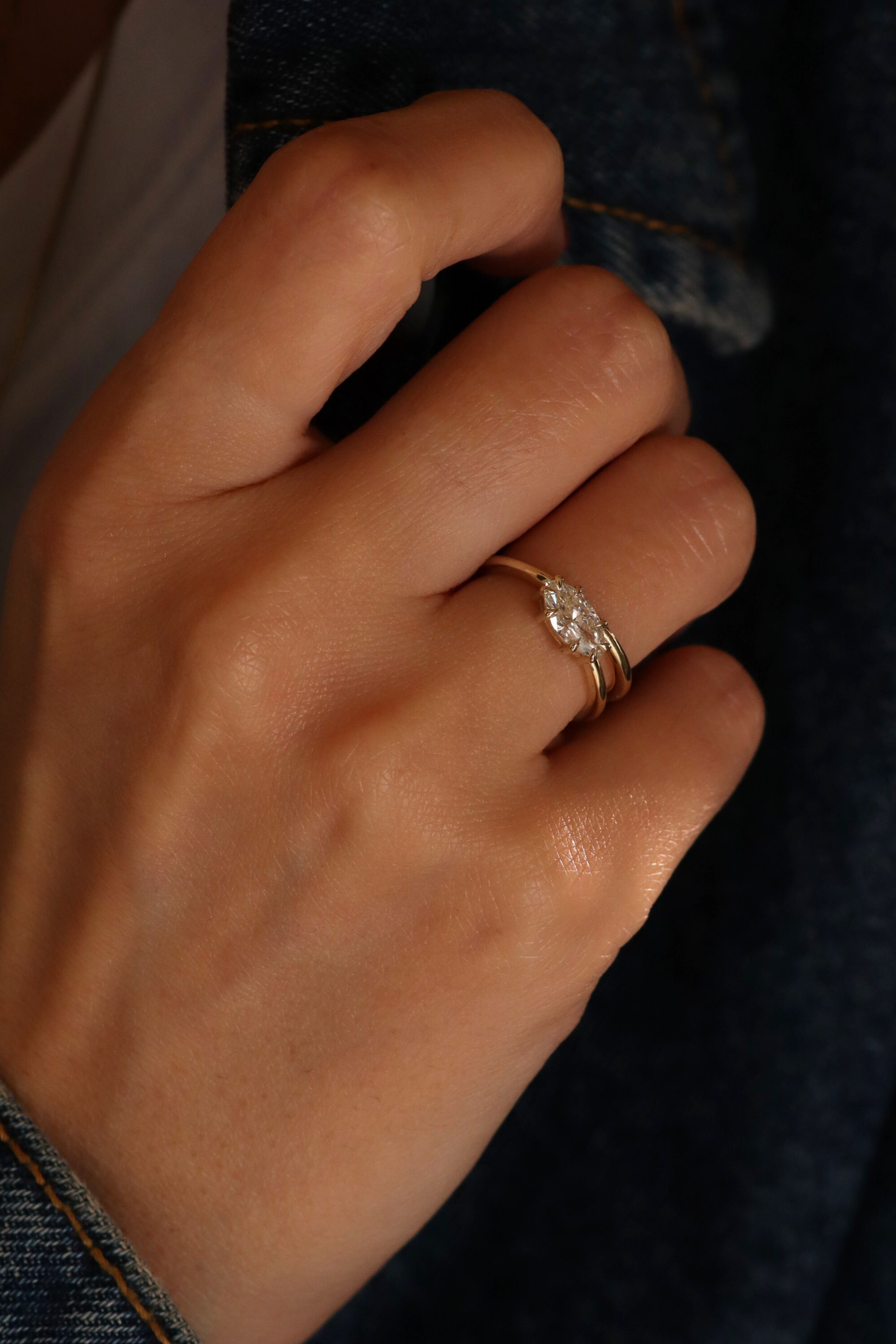 טבעת מיני אלברטה יהלום מעבדה מרקיזה לבן