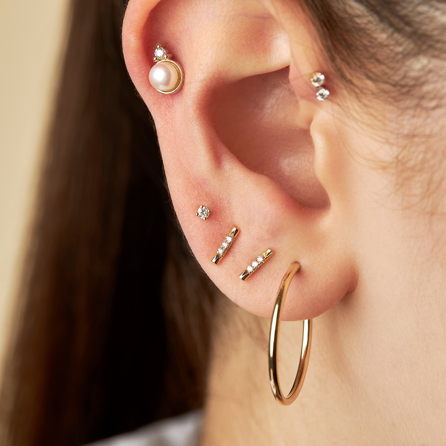 עגיל ואלרי יהלומים לבנים