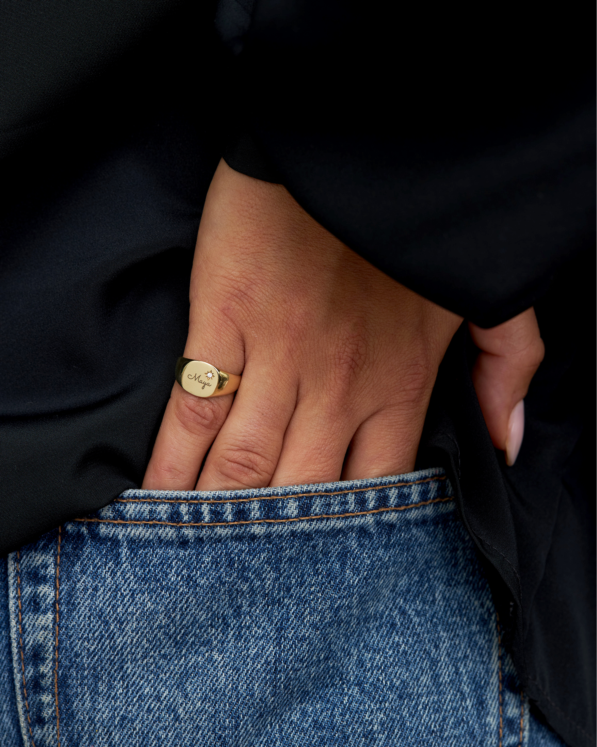 מריה עם חריטה ויהלום בשיבוץ כוכב maya