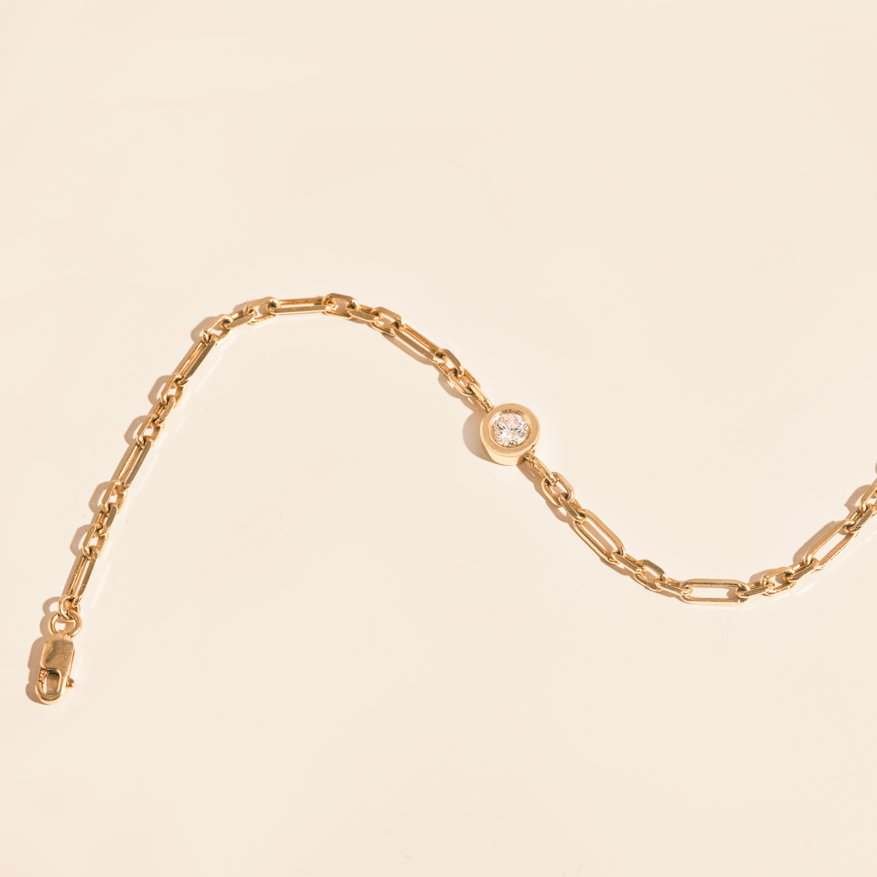 צמיד חוליות זהב טרס עם יהלום 4 מ"מ