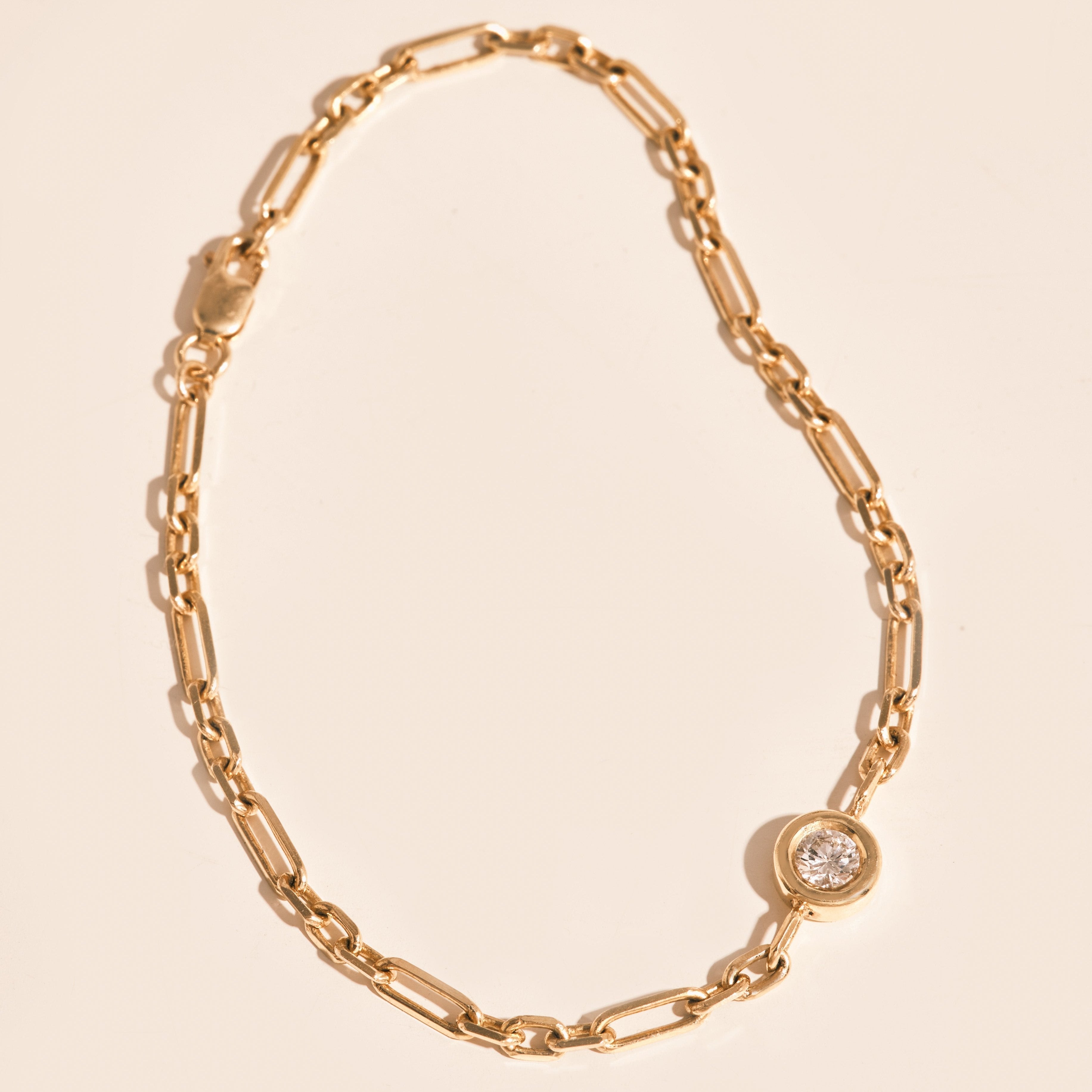 צמיד חוליות זהב טרס עם יהלום 4 מ"מ