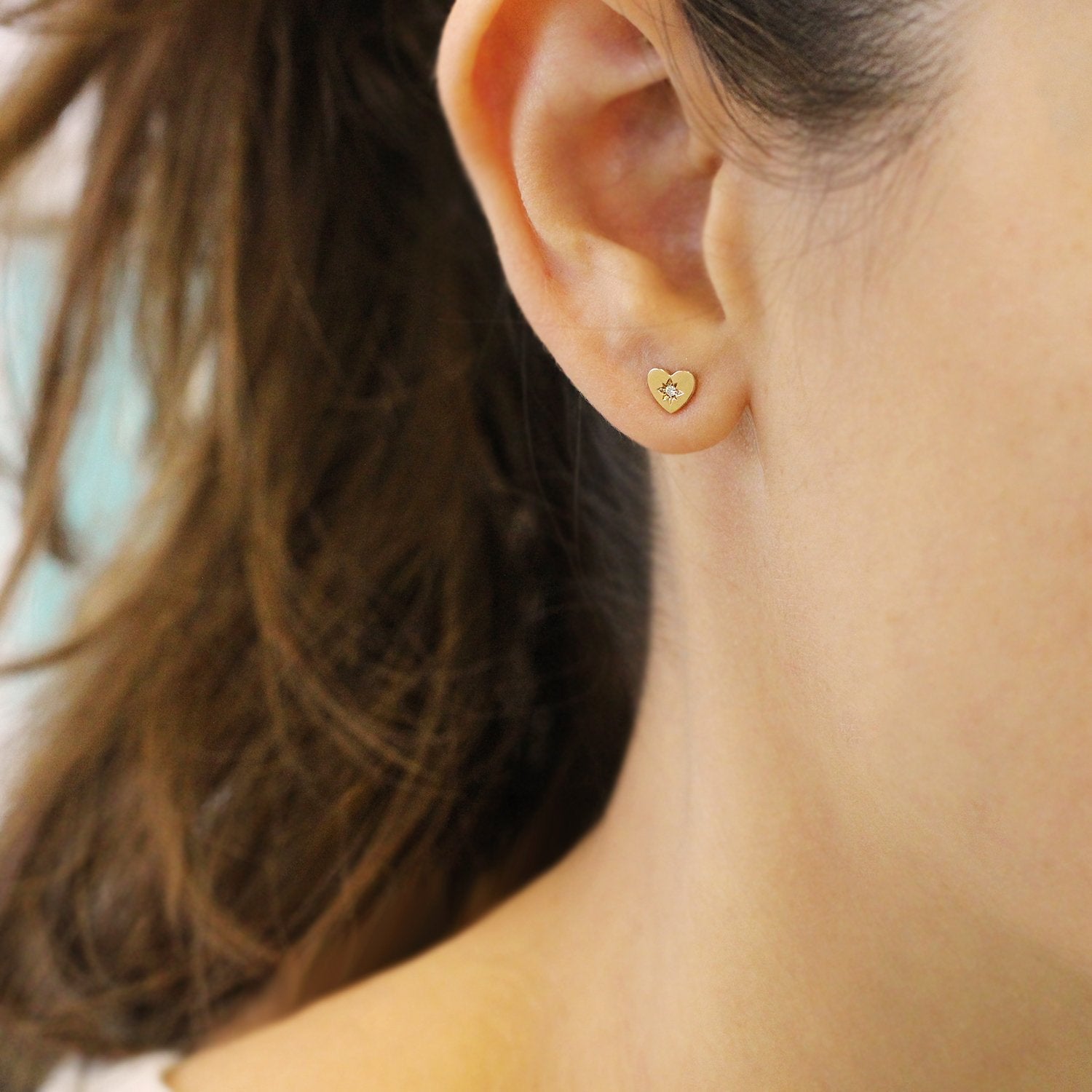 עגיל לב - סופיה עם יהלום