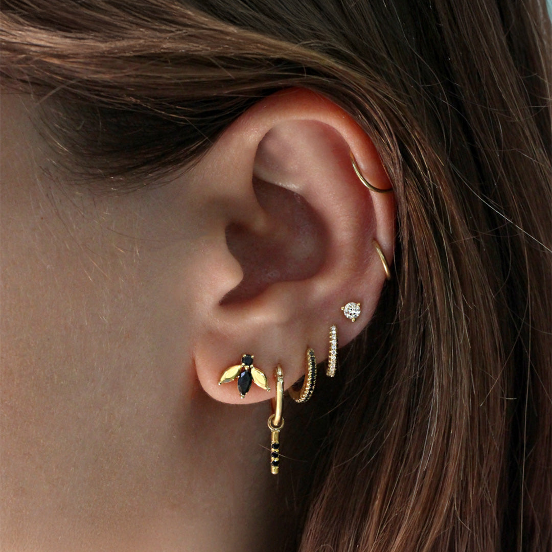 עגיל פאולין יהלומים שחורים