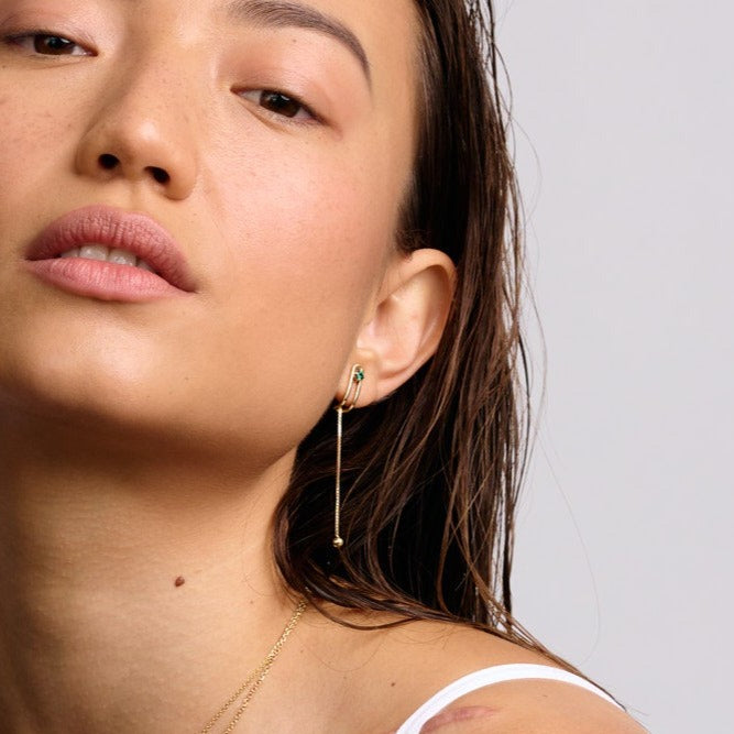 עגיל 12 - אמרלד ויהלום לבן