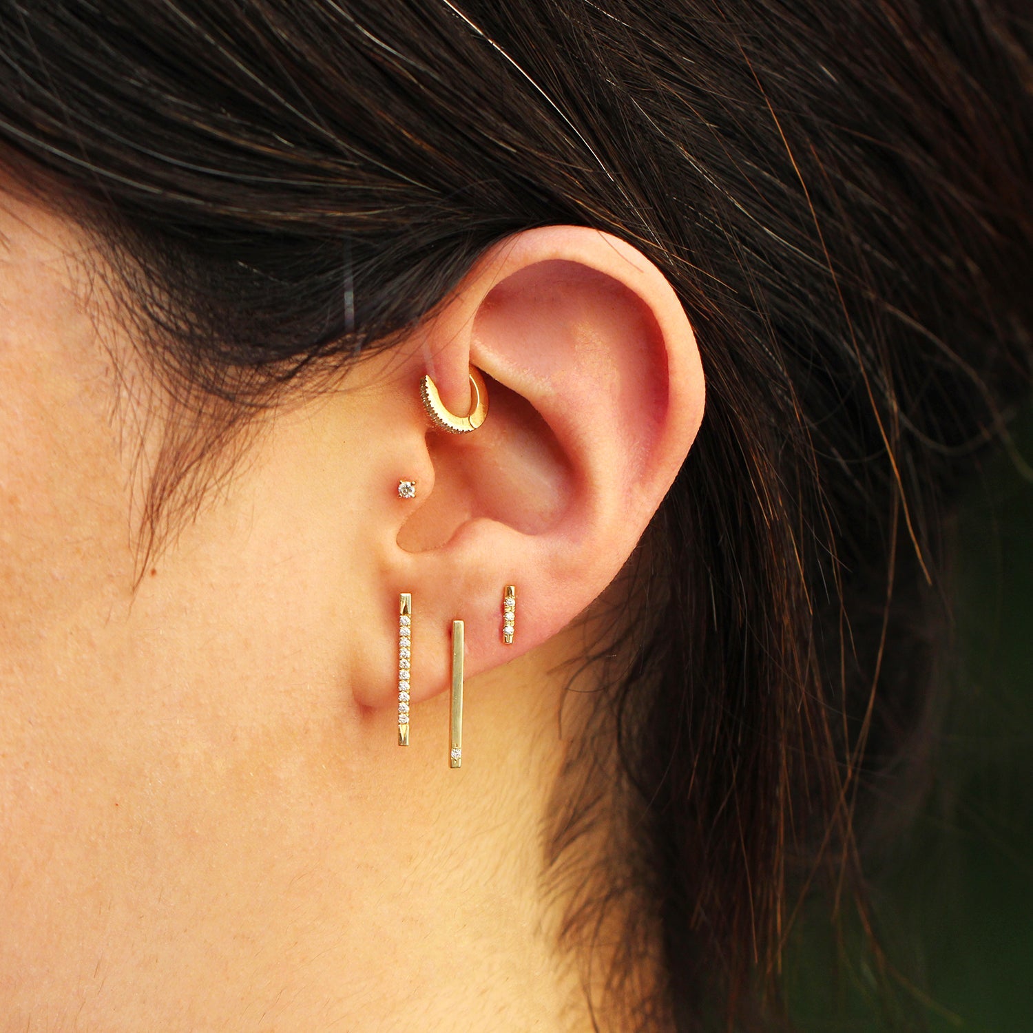 עגיל בר ארוך יהלום בשיבוץ כוכב