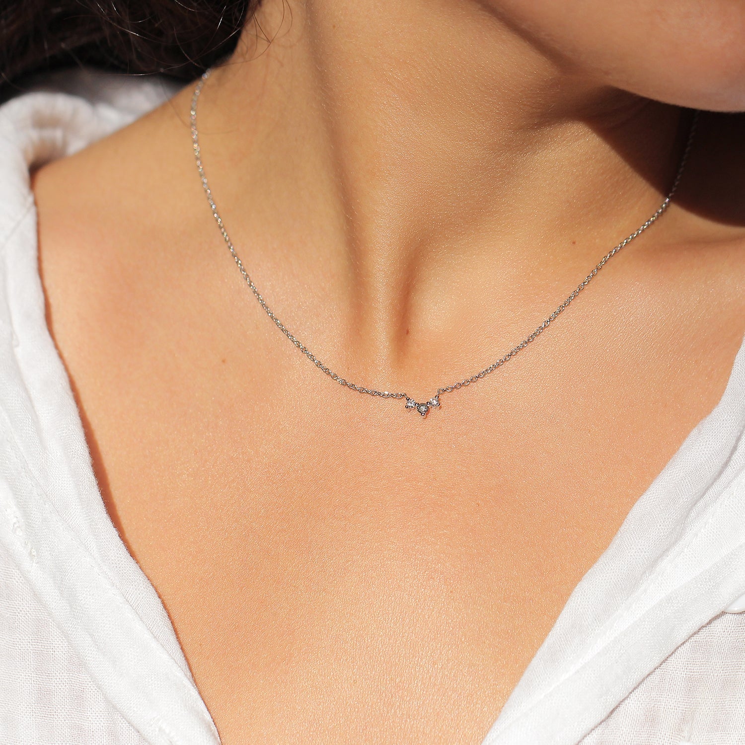 שרשרת פרידה יהלומים אפור ולבן