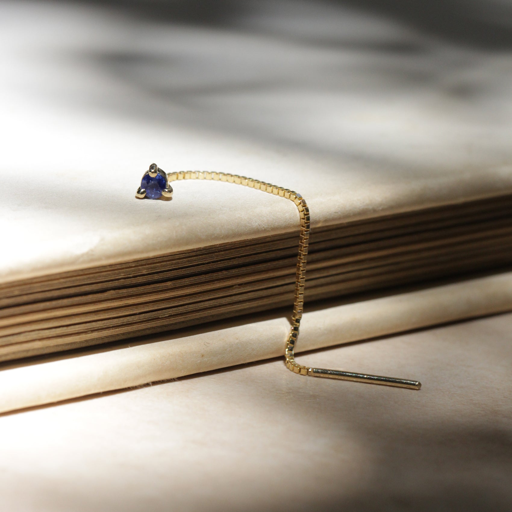 עגיל נוני ספיר כחול