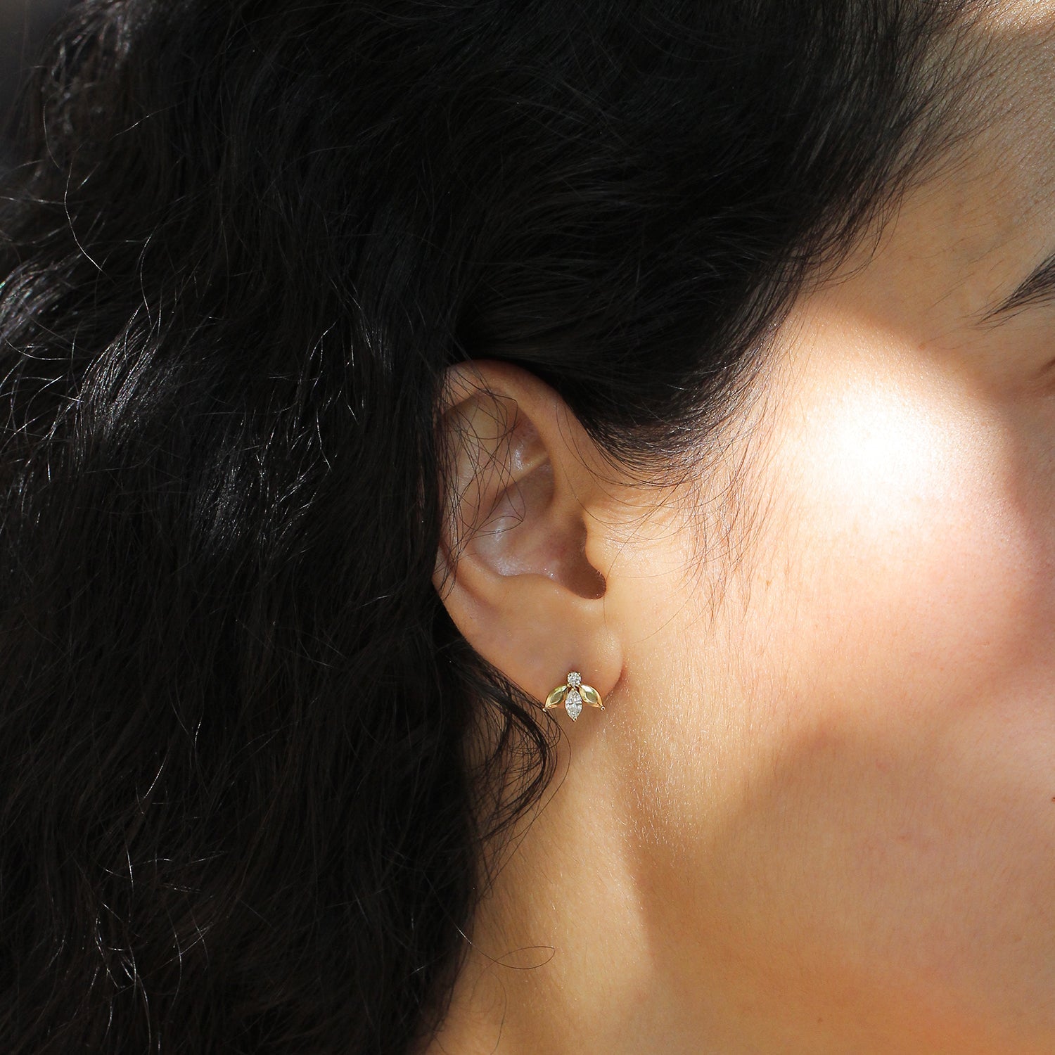 עגיל פאולין יהלומים לבנים