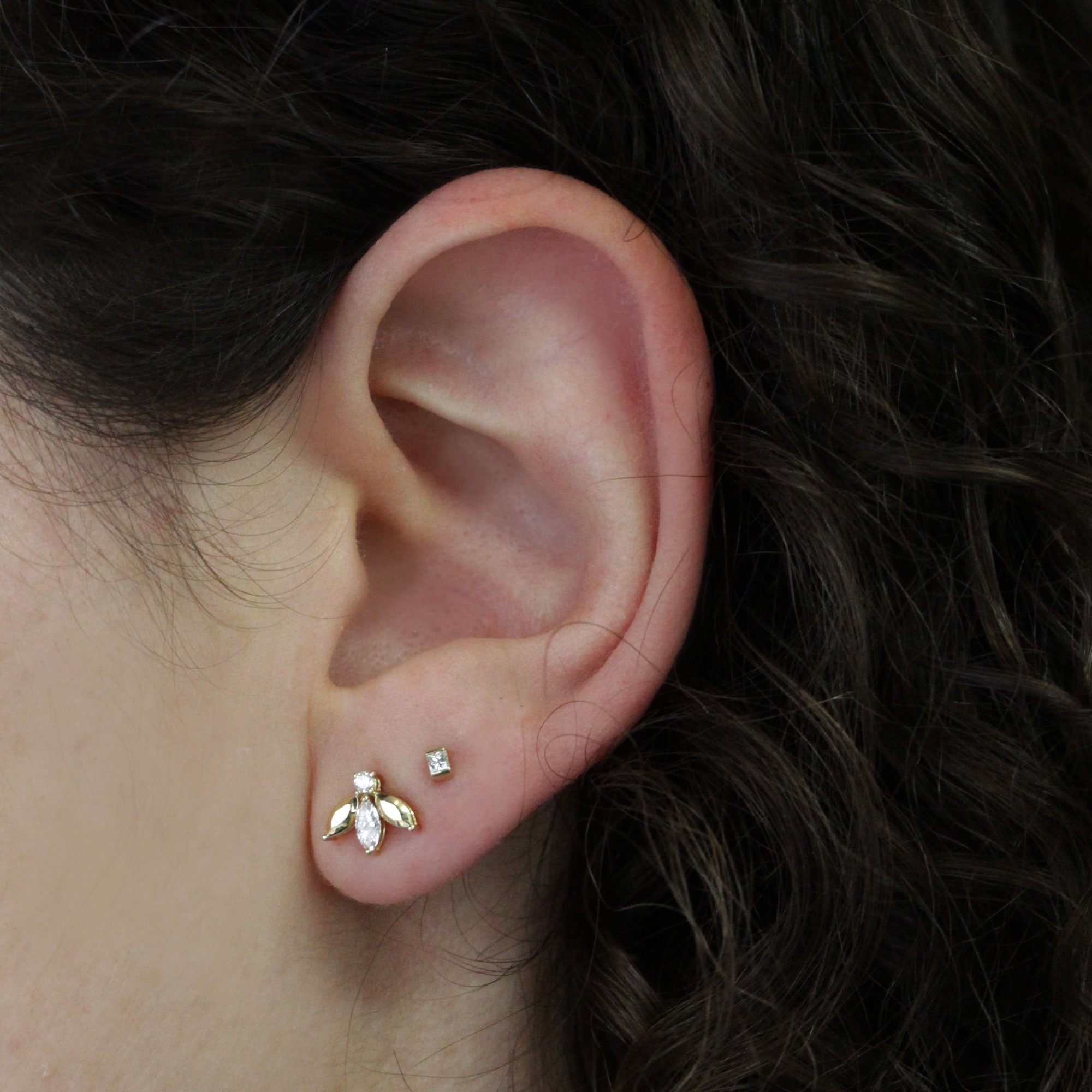 עגיל פרינסס יהלום לבן