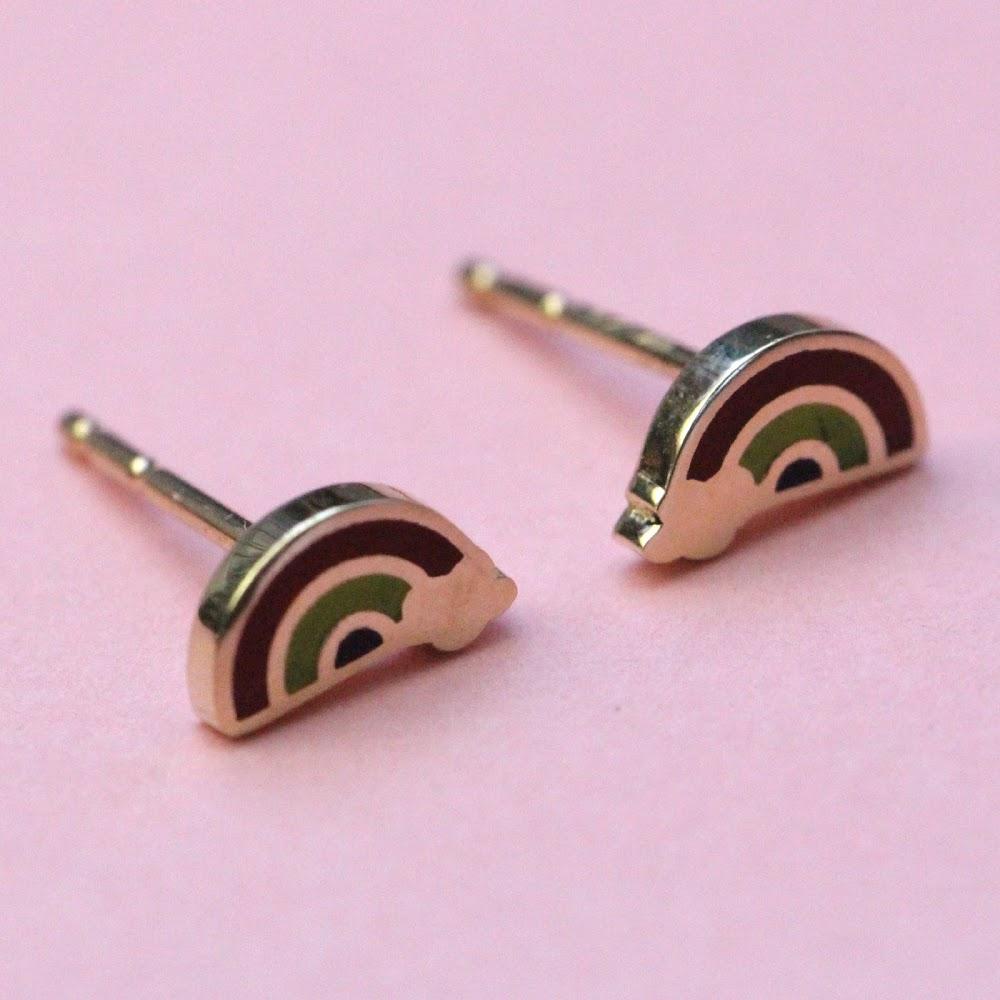 עגיל זהב ריינבו לילדות