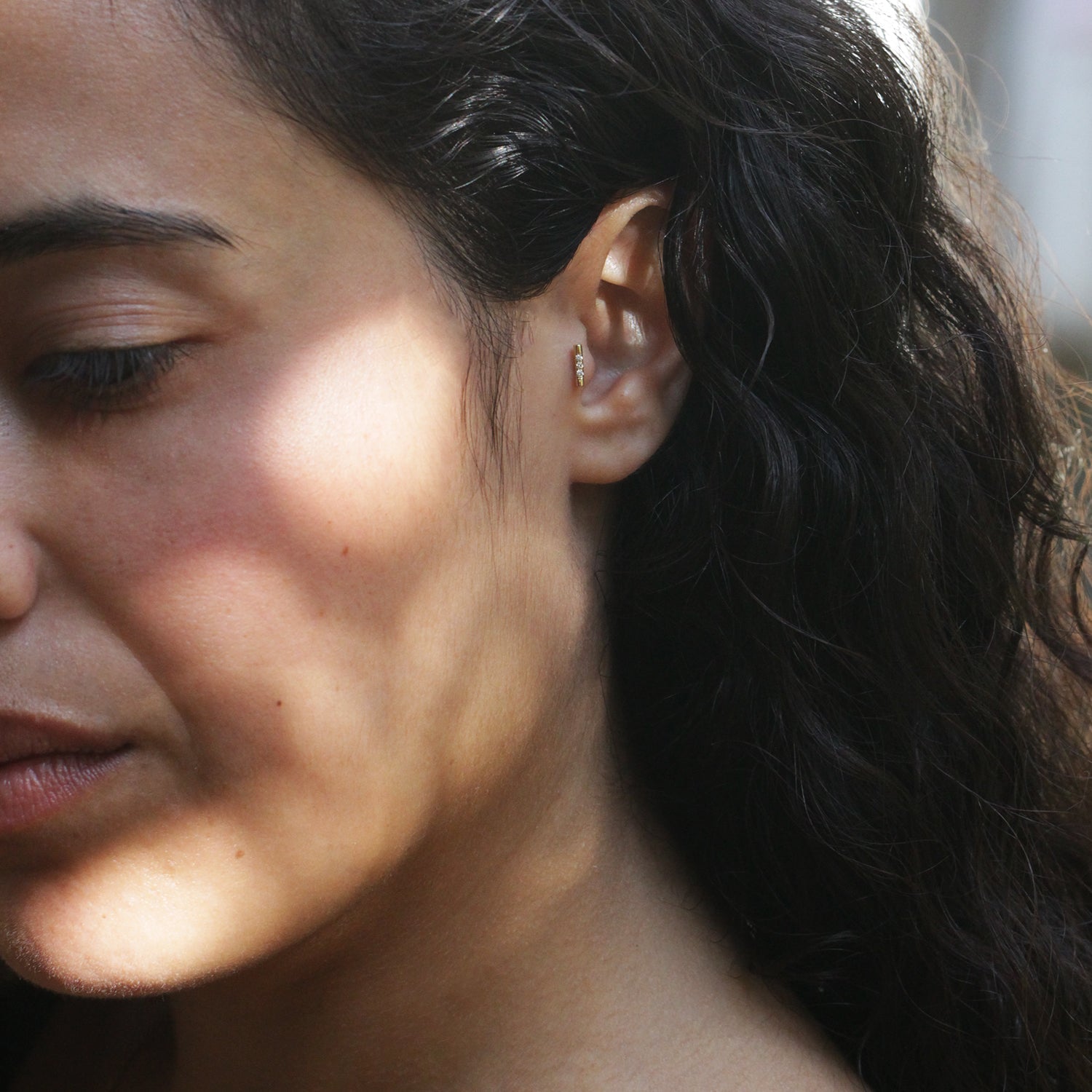 עגיל פירסינג ואלרי יהלומים לבנים