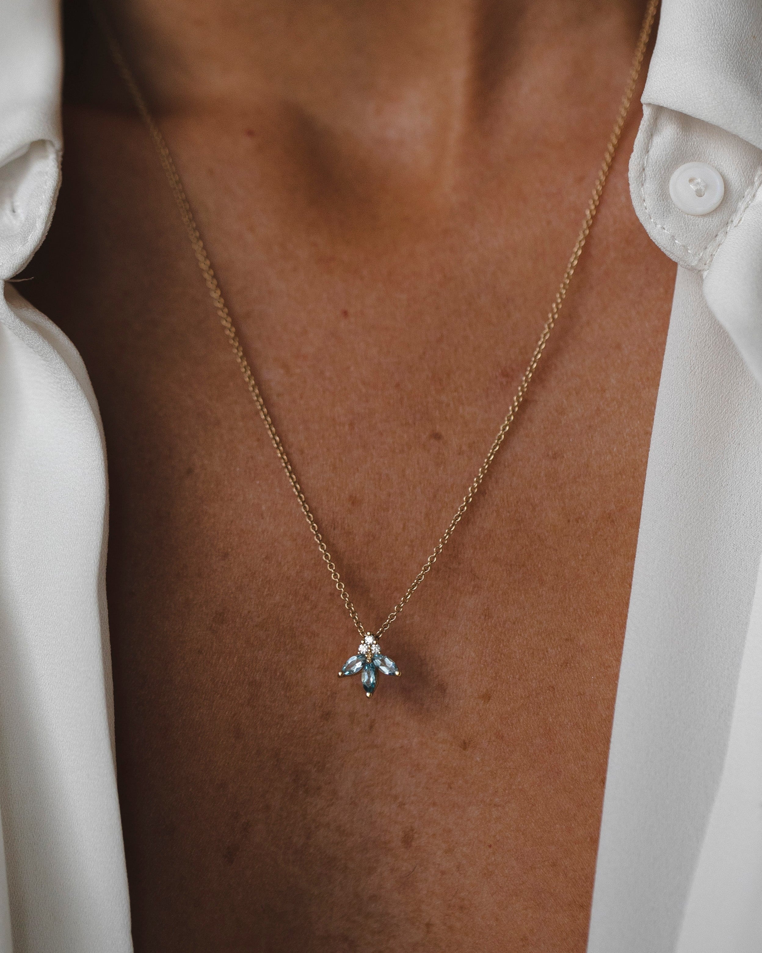 שרשרת ז'אן פואסון יהלומים ואקוומרין