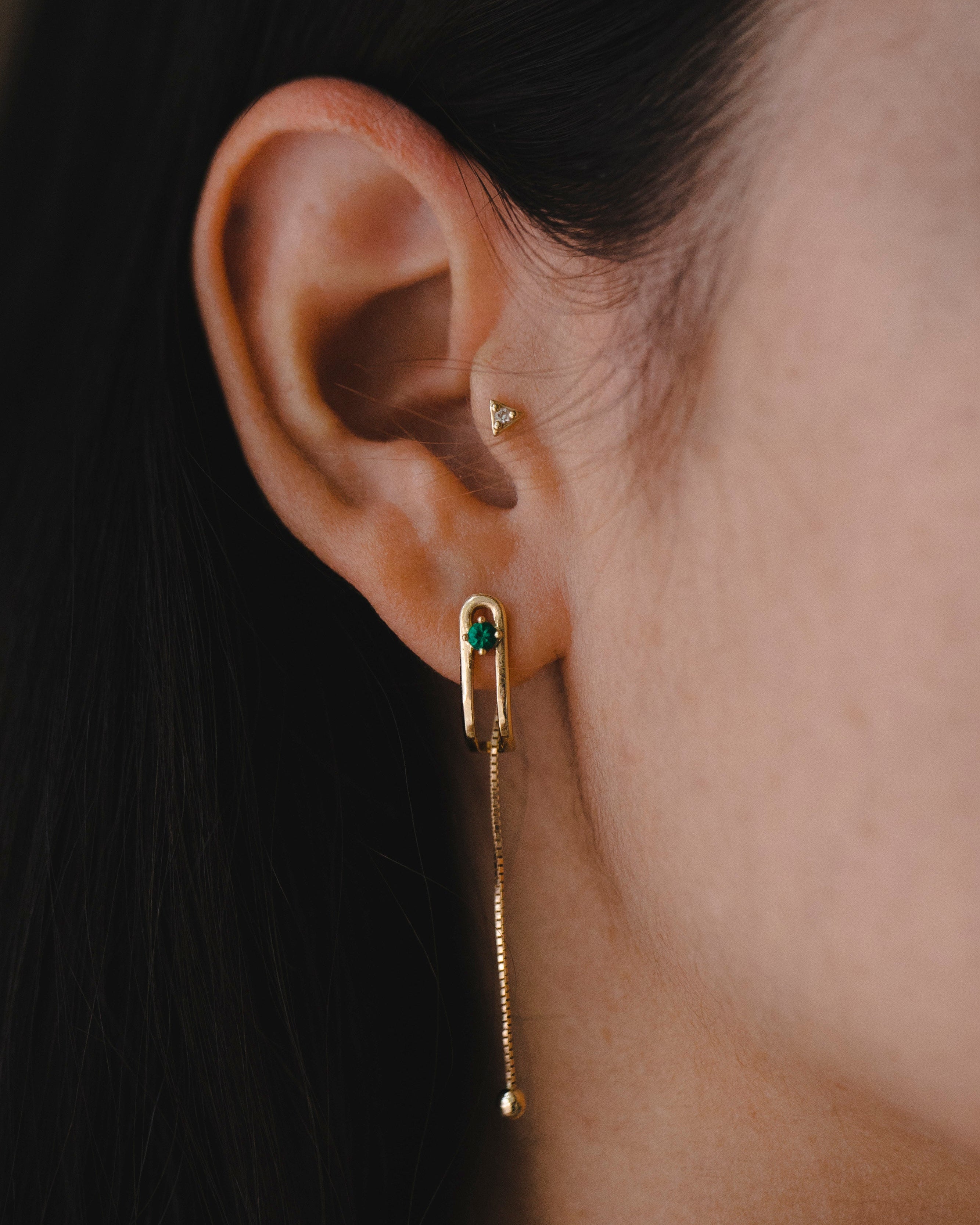 עגיל 12 - אמרלד ויהלום לבן