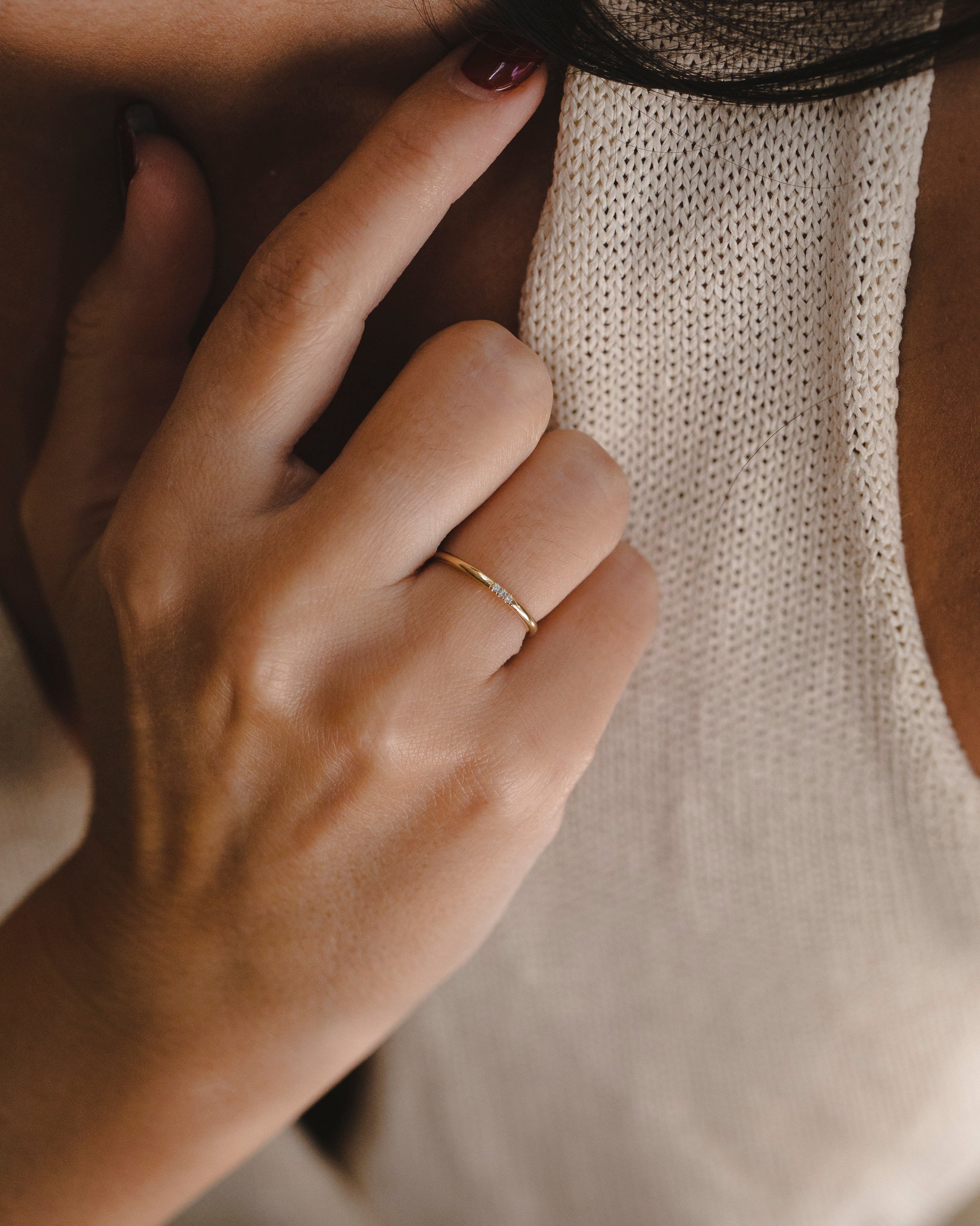 טבעת קלי 3 יהלומים