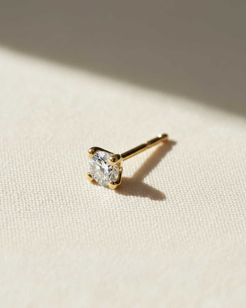 עגיל מרטינה יהלום לבן 3 מ"מ