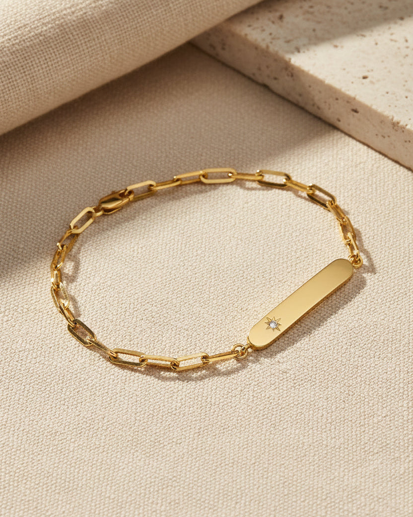 צמיד פלורנס משובץ יהלום עם שרשרת חוליות